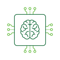AI Cognitive Brain and Neural Network Vector Icon Design, machine learning, neural processing, cognitive computing, brain simulation