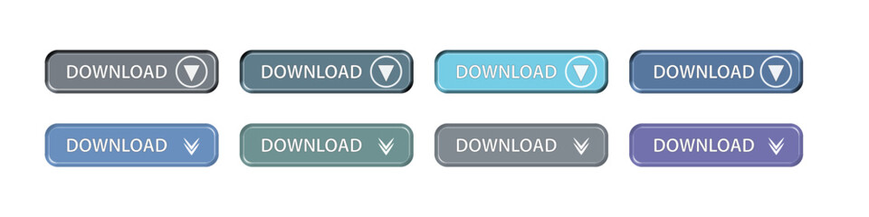 download button as vector element graphic of website or application illustration isolated on white background. set of downloads buttons for app and web graphics design