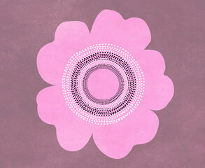 Dusty pink floral shape with dotted lines