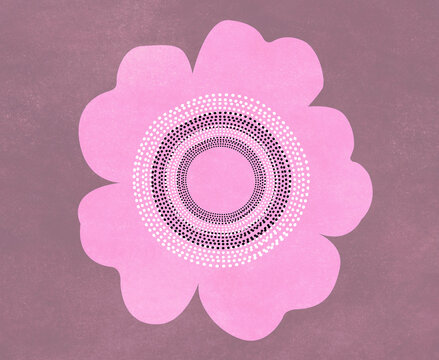 Dusty pink floral shape with dotted lines