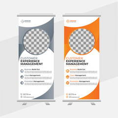 Abstract Modern Roll-up banner design stands template layout. Corporate business pull-up banner for exhibition. editable roll-up banner vector template 