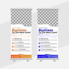 Abstract Modern Roll-up banner design stands template layout. Corporate business pull-up banner for exhibition. editable roll-up banner vector template 
