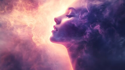 Ethereal Psychic Presence   Mystical Glowing Female Figure Emanating Otherworldly Energy