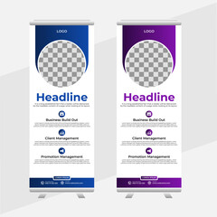 Abstract Modern Roll-up banner design stands template layout. Corporate business pull-up banner for exhibition. editable roll-up banner vector template 