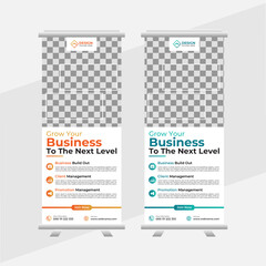 Roll-up banner stands template design layout. pull-up abstract background, vertical, x-banner, display, rectangle size. editable roll-up banner vector template
