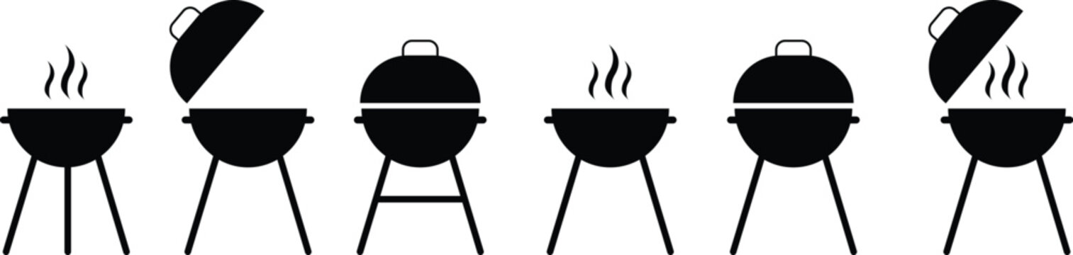 BBQ elements seamless pattern. Summer Barbecue set black royalty free vector template graphic design Food vintage logos labels badges. Hand drawn typography poster. isolated on transparent background,