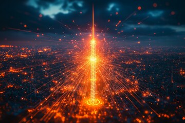 Fototapeta premium The Speed of Light, 5G and Digital Connectivity