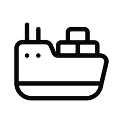 A cargo ship icon representing shipping, freight, or international transport