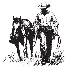 cowboy girl svg, cricut file, Cowboy reaching, cowboy and horse Vector