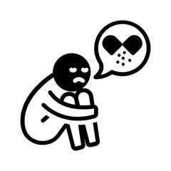 Vector solid black icon for Drug addiction