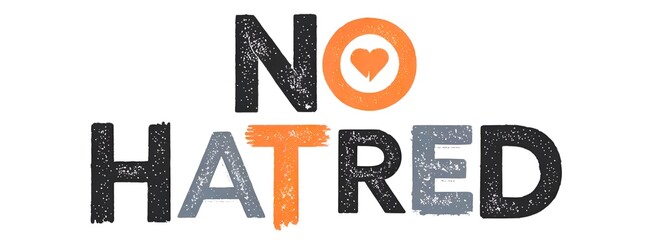 NO HATRED creative banner,minimalistic flat vector illustration,plain background