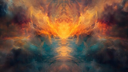 Fototapeta premium Mesmerizing Cosmic Geometry Numerological Patterns in a Transcendent Void of Abstract Expressionist Realism