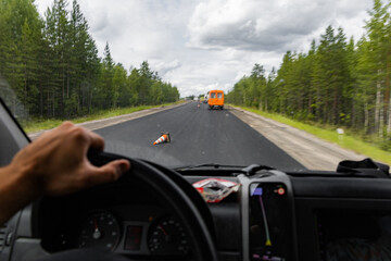 Suburban Road Trip view from car POV