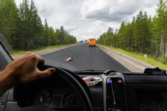 Suburban Road Trip view from car POV