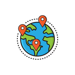 illustrations of location points around the world
