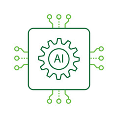 Efficient AI Automation Gear Process Control Vector Icon Design, gear mechanism, automated process