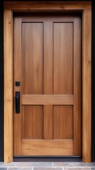 Elegant wooden door framed in natural wood, capturing rustic charm.