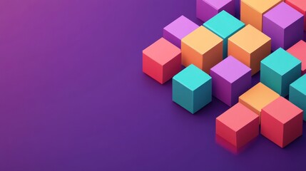 Obraz premium Colorful 3D Cubes on Purple Background