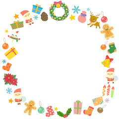 クリスマスイメージ 円形フレーム 枠 ベクター素材