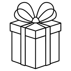 Obraz premium Christmas gift box with bow line art vector, #transparent background