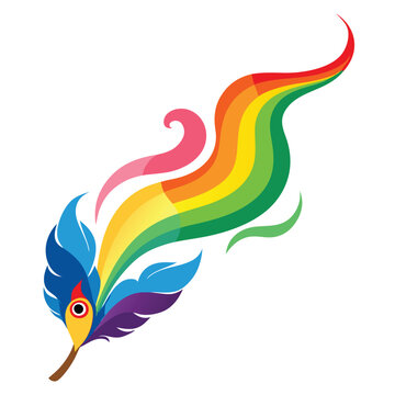 recommend clip art: Rainbow peacock feather vector illustration isolated on a white background