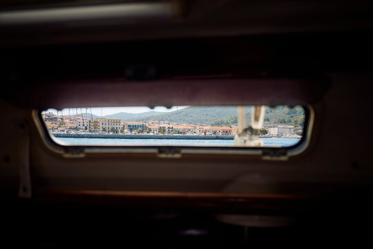 Town view from the cabin of the boat