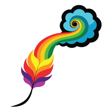 recommend clip art: Rainbow peacock feather vector illustration isolated on a white background