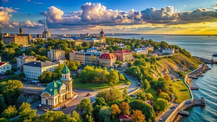 Obraz premium Scenic Views of Odessa Ukraine Showcasing Historic Architecture and Beautiful Coastal Landscapes