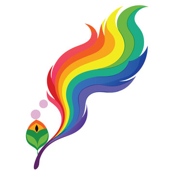 recommend clip art: Rainbow peacock feather vector illustration isolated on a white background
