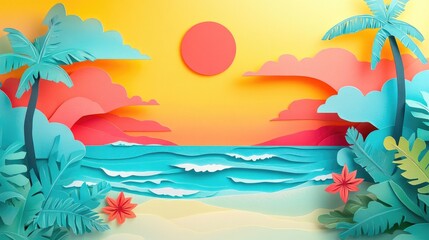 Sunny beach day in summer Bright summer beach scene