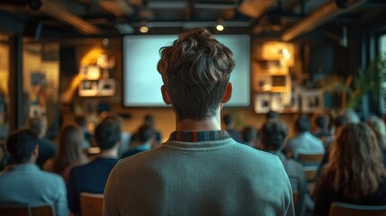 A focused audience in a modern conference setting, emphasizing the importance of engagement and learning during presentations.