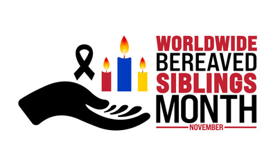 Worldwide Bereaved Siblings Month background or banner design template is observed every year in November. Holiday concept. Template for card, poster, placard, template. 