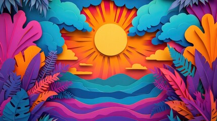 Stunning sunset with vibrant colors and dynamic clouds Vibrant sunset with colorful dynamic clouds