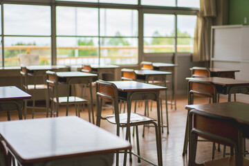 誰もいない学校の教室