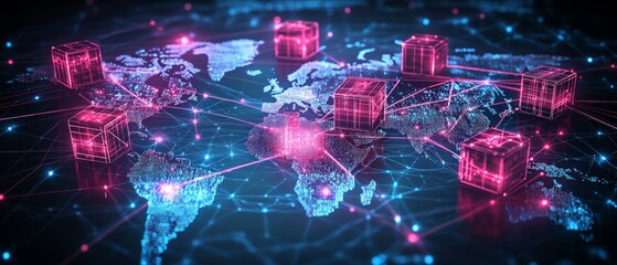 Obraz premium The Digital Logistics Web, Digital Supply Chain Management