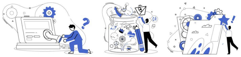 Financial forecasting vector illustration. Researching markets is map guiding businesses through labyrinth financial forecasting Improvement in earning is sweet fruit harvested from orchard meticulous