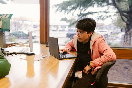 Studying at library