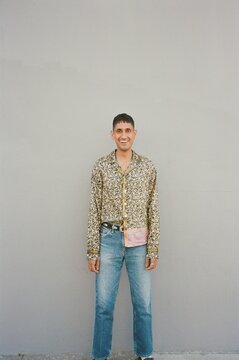 35 mm camera aware fashion portrait 