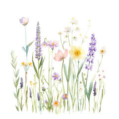Wildflowers Clipart Vector Illustration