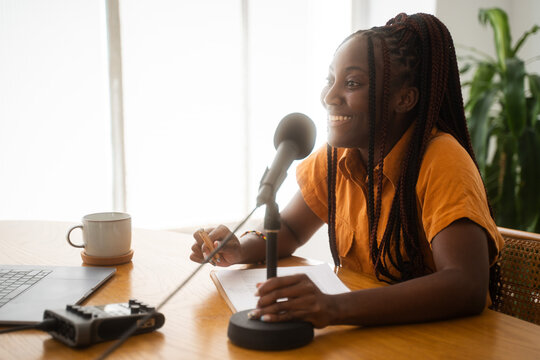 Entrepreneur Woman Recording Podcast