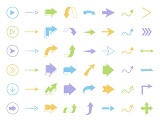 矢印のベクターイラストセット。アイコン、シンプル
