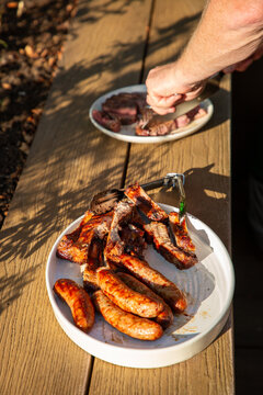 Cooked meat outdoors
