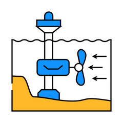 stream energy tidal power line icon vector. stream energy tidal power sign. isolated symbol illustration