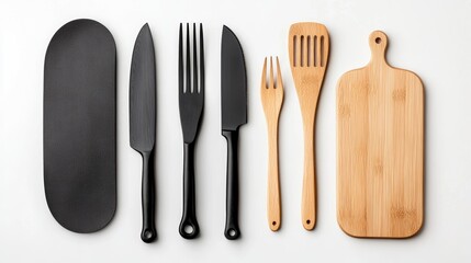 Fototapeta premium Flat Lay of Kitchen Utensils and Cutting Board