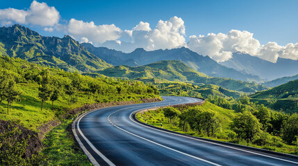 Naklejka premium “Endless Drive: Reaching Goals on a Scenic National Park Road”