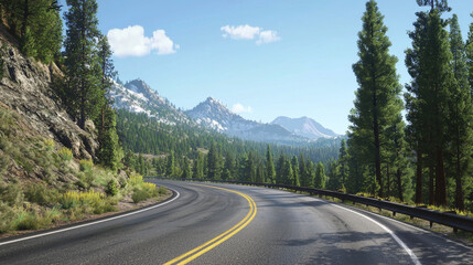 Fototapeta premium “Paved with Vision: The Road to National Park Wonders”