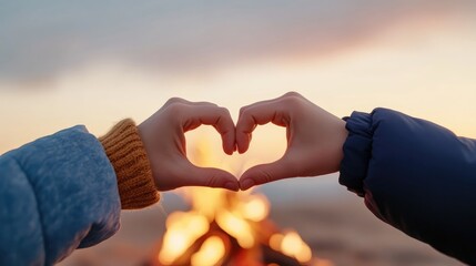 Heart Shape Hands Against a Beautiful Sunset
