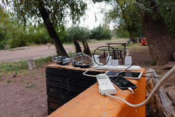 Outdoor Charging Station with Multiple Devices