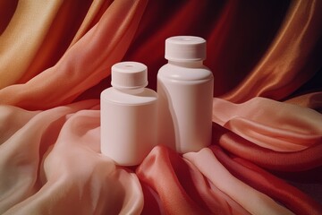 White Bottles on Fabric.
