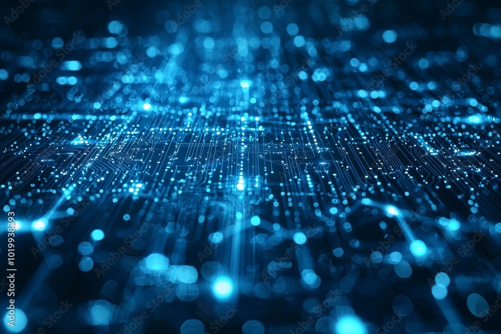 Wall mural digital technology background of data and network
